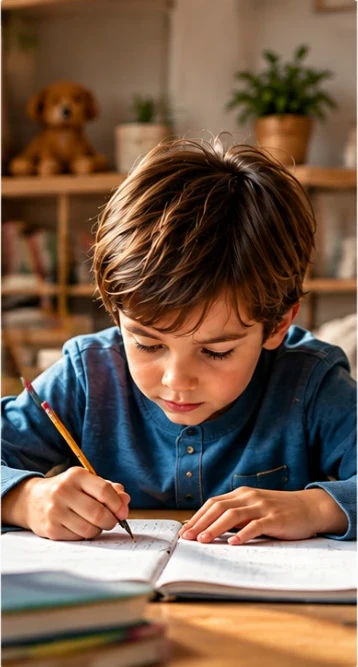 Child starting homework